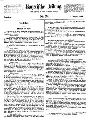 Bayerische Zeitung. Mittag-Ausgabe (Süddeutsche Presse) Dienstag 21. August 1866