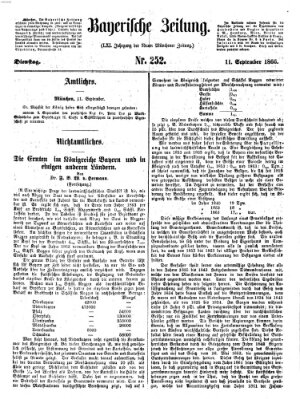 Bayerische Zeitung. Mittag-Ausgabe (Süddeutsche Presse) Dienstag 11. September 1866