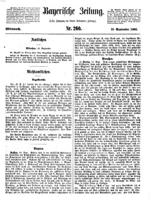 Bayerische Zeitung. Mittag-Ausgabe (Süddeutsche Presse) Mittwoch 19. September 1866