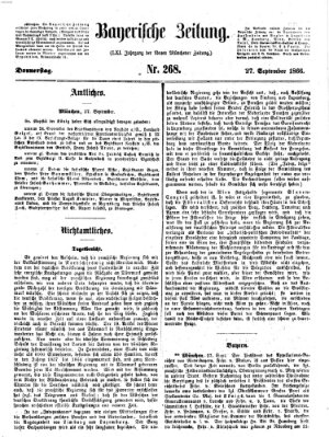 Bayerische Zeitung. Mittag-Ausgabe (Süddeutsche Presse) Donnerstag 27. September 1866