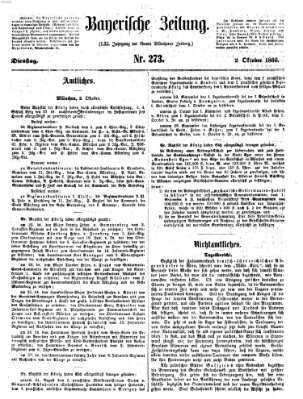 Bayerische Zeitung. Mittag-Ausgabe (Süddeutsche Presse) Dienstag 2. Oktober 1866