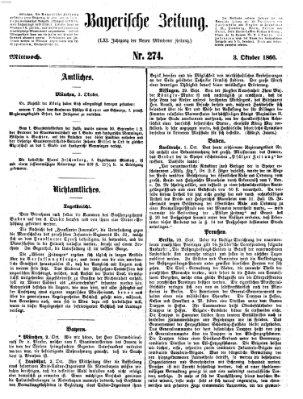 Bayerische Zeitung. Mittag-Ausgabe (Süddeutsche Presse) Mittwoch 3. Oktober 1866