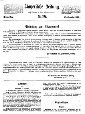 Bayerische Zeitung. Mittag-Ausgabe (Süddeutsche Presse) Donnerstag 27. Dezember 1866