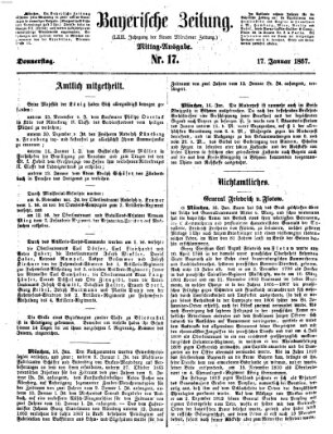 Bayerische Zeitung. Mittag-Ausgabe (Süddeutsche Presse) Donnerstag 17. Januar 1867