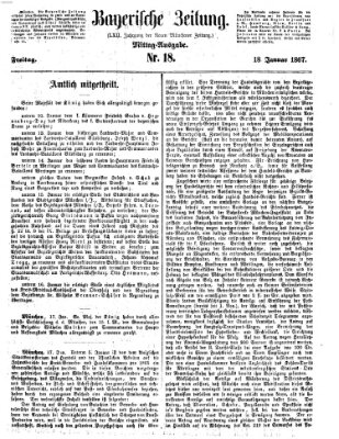 Bayerische Zeitung. Mittag-Ausgabe (Süddeutsche Presse) Freitag 18. Januar 1867