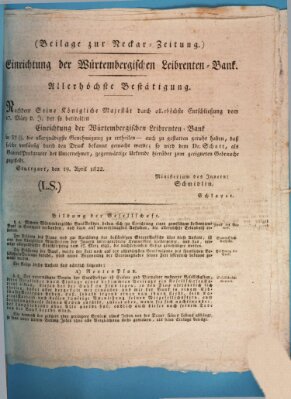 Neckar-Zeitung Freitag 19. April 1822