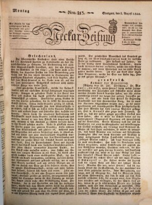 Neckar-Zeitung Montag 5. August 1822