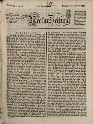 Neckar-Zeitung Samstag 12. Oktober 1822