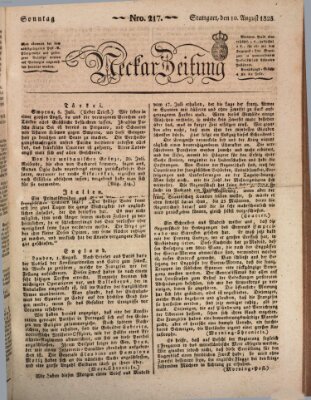 Neckar-Zeitung Sonntag 10. August 1823