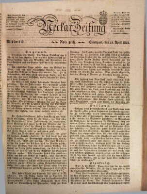 Neckar-Zeitung Mittwoch 21. April 1824