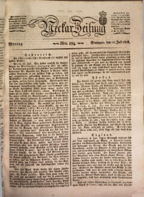 Neckar-Zeitung Montag 18. Juli 1825