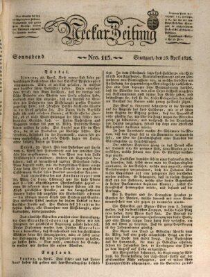 Neckar-Zeitung Samstag 29. April 1826