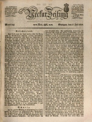 Neckar-Zeitung Montag 17. Juli 1826