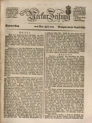 Neckar-Zeitung Donnerstag 10. August 1826