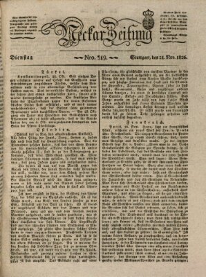 Neckar-Zeitung Dienstag 21. November 1826