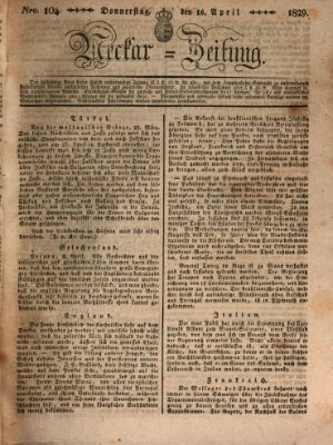 Neckar-Zeitung Donnerstag 16. April 1829