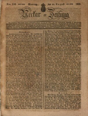 Neckar-Zeitung Montag 10. August 1829