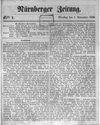 Nürnberger Zeitung Dienstag 1. November 1836