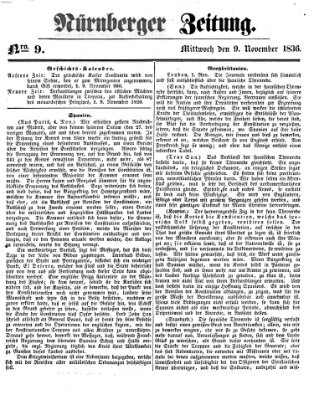 Nürnberger Zeitung Mittwoch 9. November 1836