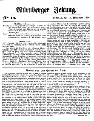 Nürnberger Zeitung Mittwoch 16. November 1836