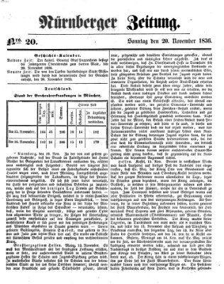 Nürnberger Zeitung Sonntag 20. November 1836