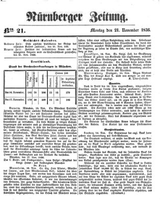 Nürnberger Zeitung Montag 21. November 1836