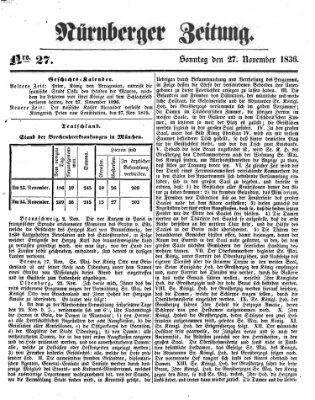 Nürnberger Zeitung Sonntag 27. November 1836