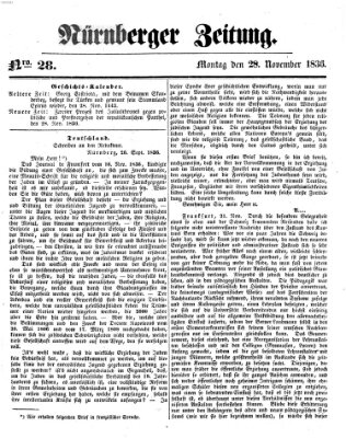 Nürnberger Zeitung Montag 28. November 1836