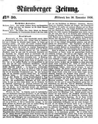 Nürnberger Zeitung Mittwoch 30. November 1836