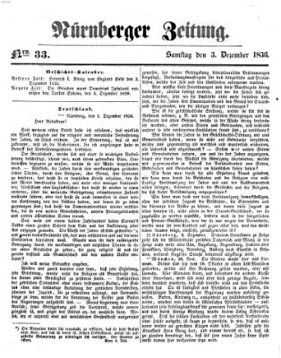 Nürnberger Zeitung Samstag 3. Dezember 1836