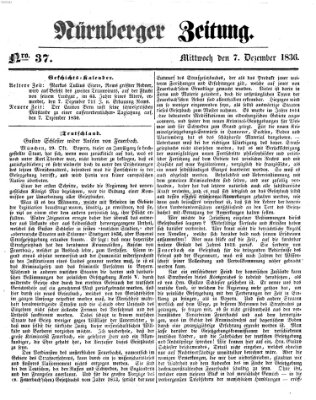 Nürnberger Zeitung Mittwoch 7. Dezember 1836