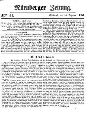 Nürnberger Zeitung Mittwoch 14. Dezember 1836