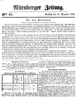 Nürnberger Zeitung Samstag 17. Dezember 1836
