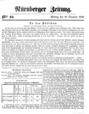 Nürnberger Zeitung Montag 19. Dezember 1836