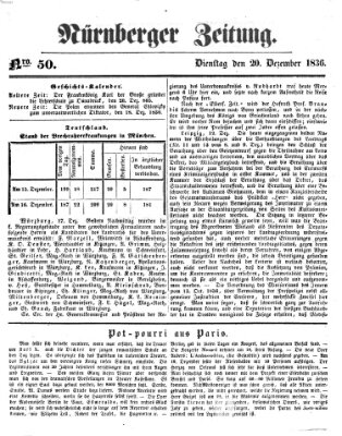 Nürnberger Zeitung Dienstag 20. Dezember 1836