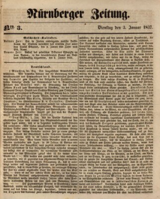 Nürnberger Zeitung Dienstag 3. Januar 1837