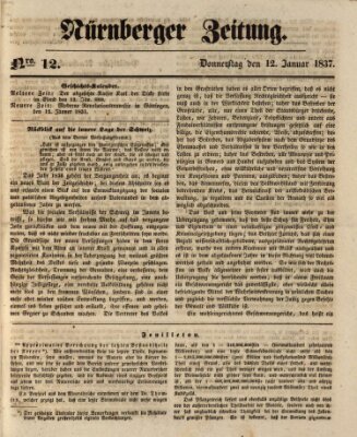 Nürnberger Zeitung Donnerstag 12. Januar 1837