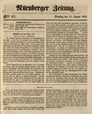 Nürnberger Zeitung Dienstag 17. Januar 1837