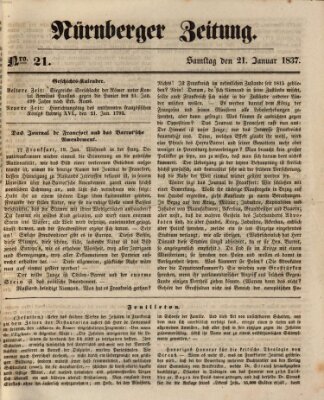 Nürnberger Zeitung Samstag 21. Januar 1837