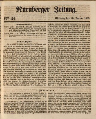 Nürnberger Zeitung Mittwoch 25. Januar 1837