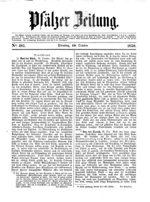 Pfälzer Zeitung Dienstag 29. Oktober 1850