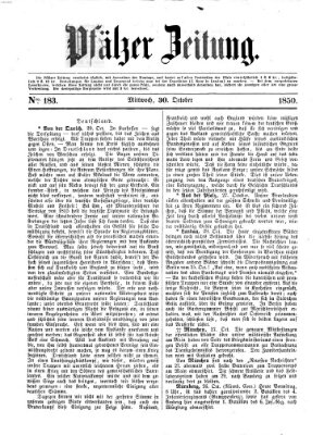 Pfälzer Zeitung Mittwoch 30. Oktober 1850