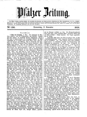 Pfälzer Zeitung Donnerstag 7. November 1850