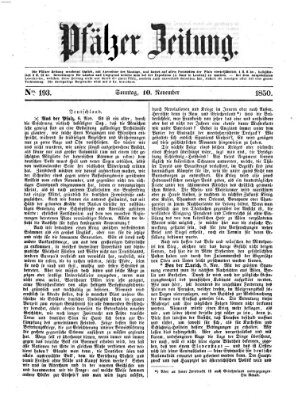 Pfälzer Zeitung Sonntag 10. November 1850