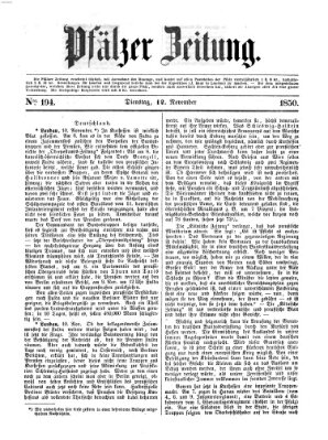 Pfälzer Zeitung Dienstag 12. November 1850