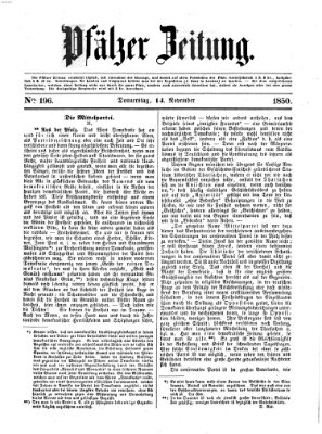 Pfälzer Zeitung Donnerstag 14. November 1850