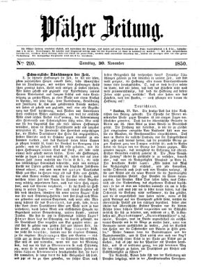 Pfälzer Zeitung Samstag 30. November 1850