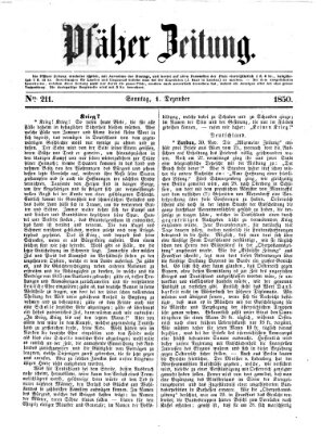 Pfälzer Zeitung Sonntag 1. Dezember 1850