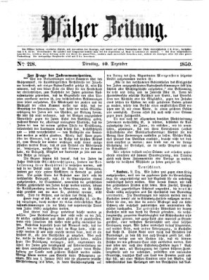 Pfälzer Zeitung Dienstag 10. Dezember 1850