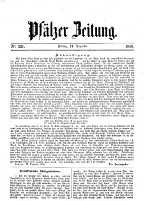 Pfälzer Zeitung Freitag 13. Dezember 1850